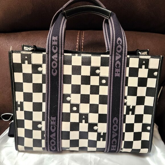 Coach Smith Tote with Checkerboard Print - Off-white & Black - EUC - Picture 3 of 13